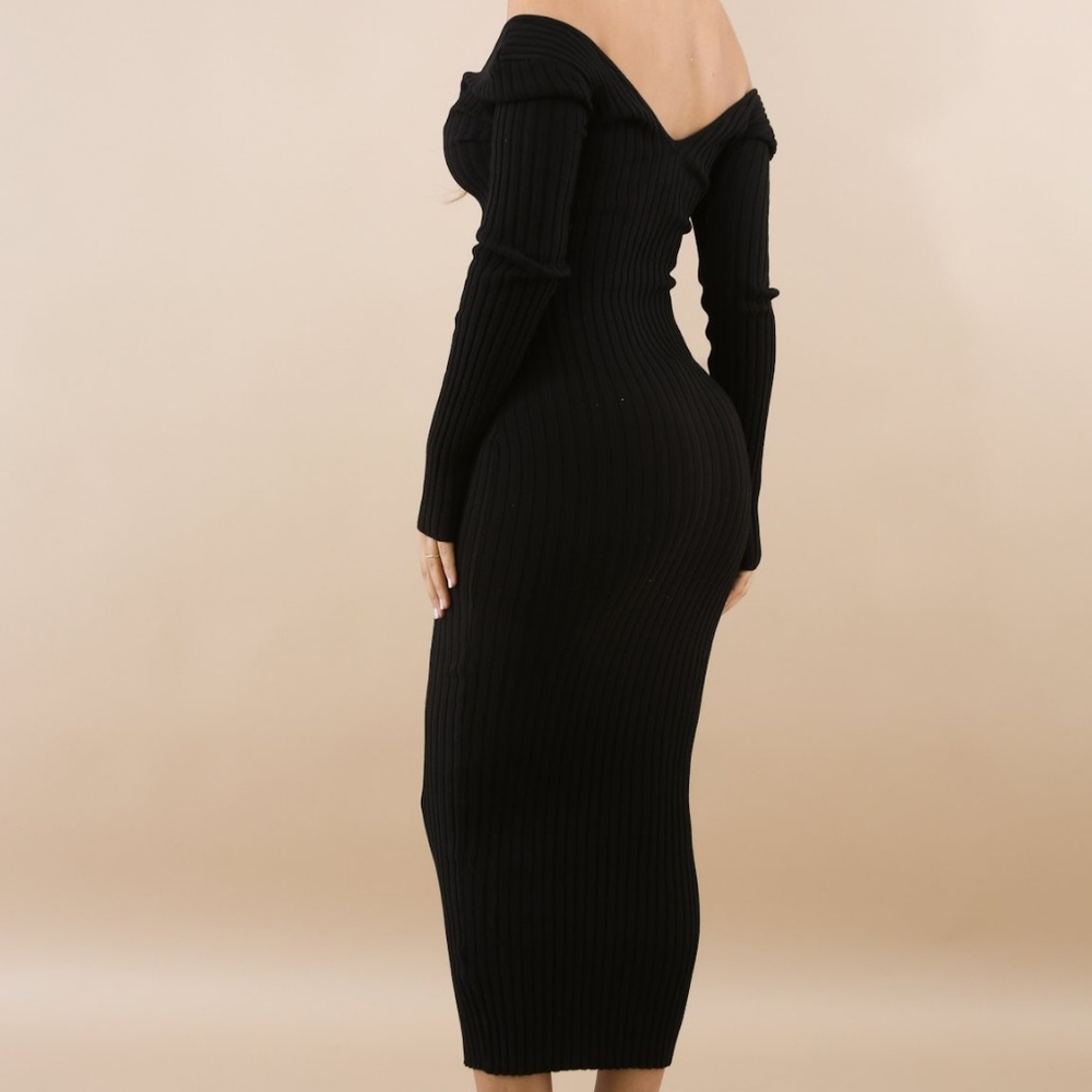 Hot Miami Styles Black Midi Dress - Picture 5 of 6